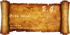 Rikk Géza névjegykártya